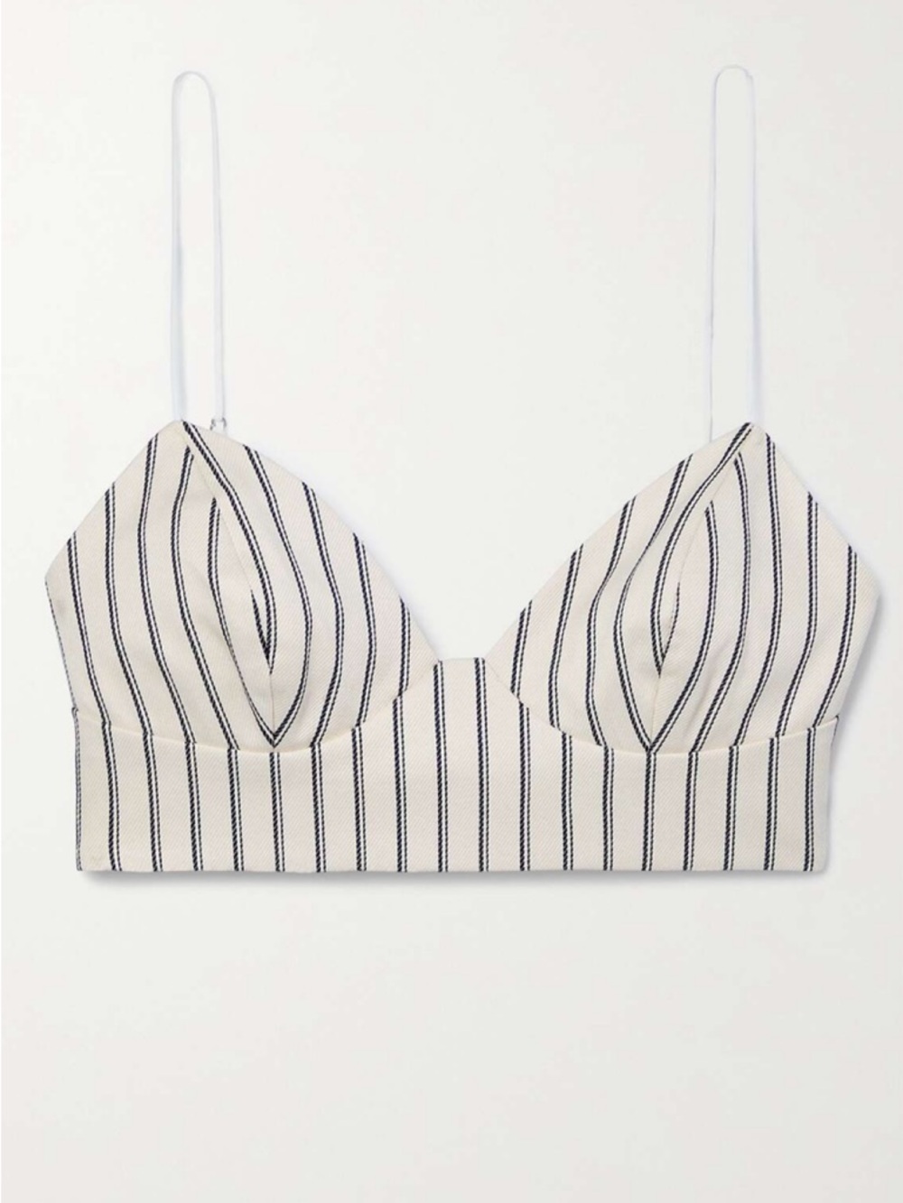 Adam Lippes $590 Striped Cotton-Twill Bralette Top Size S
